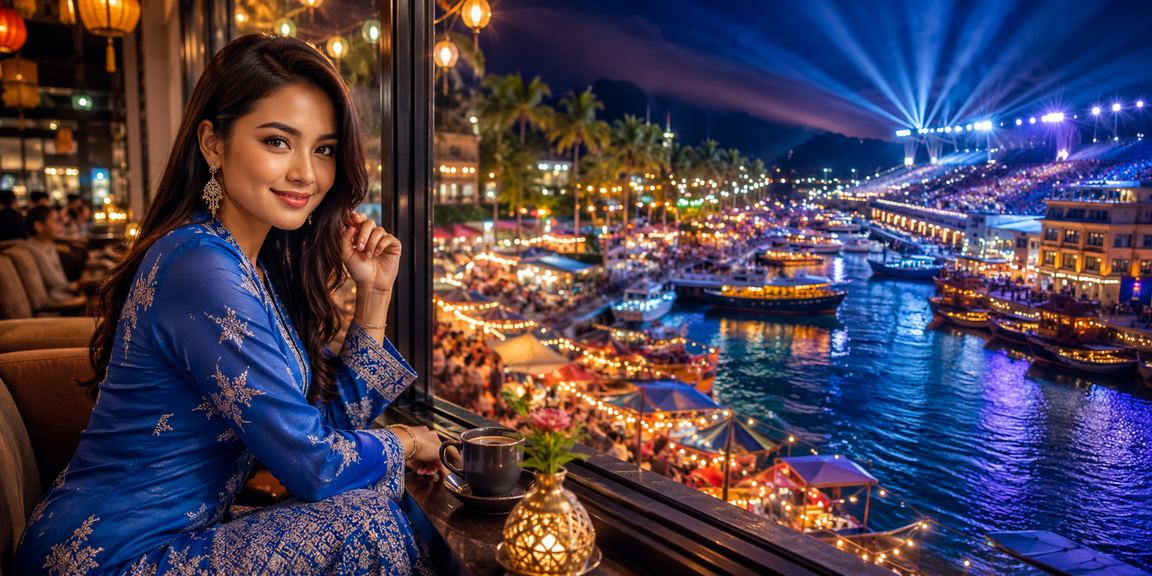 A woman in baju kurung enjoying Malaysian online casino entertainment on her smartphone